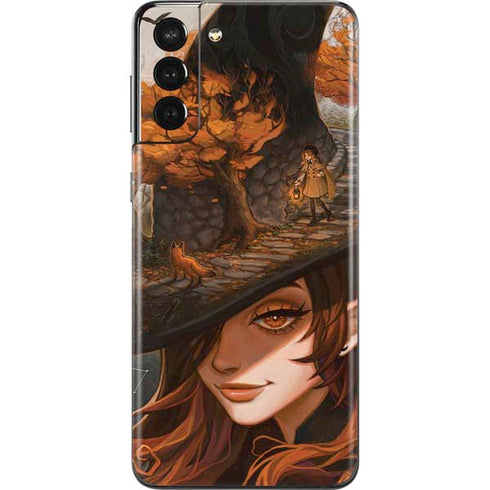 Halloween Pumpkin Witch with Fox by Ivy Dolamore Galaxy S21 Plus 5G Skin